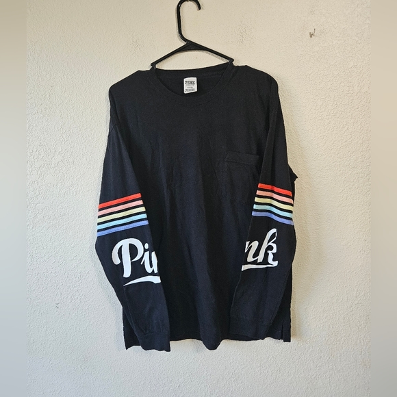 PINK Victoria's Secret Tops - Vs pink medium black long sleeve top